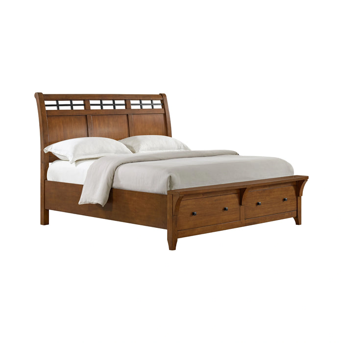 Gage Sleigh Storage Bed in Chestnut