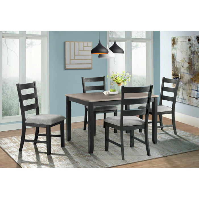 Martin Side Chair with Grey Fabric - Black Finish (2 Per Carton)
