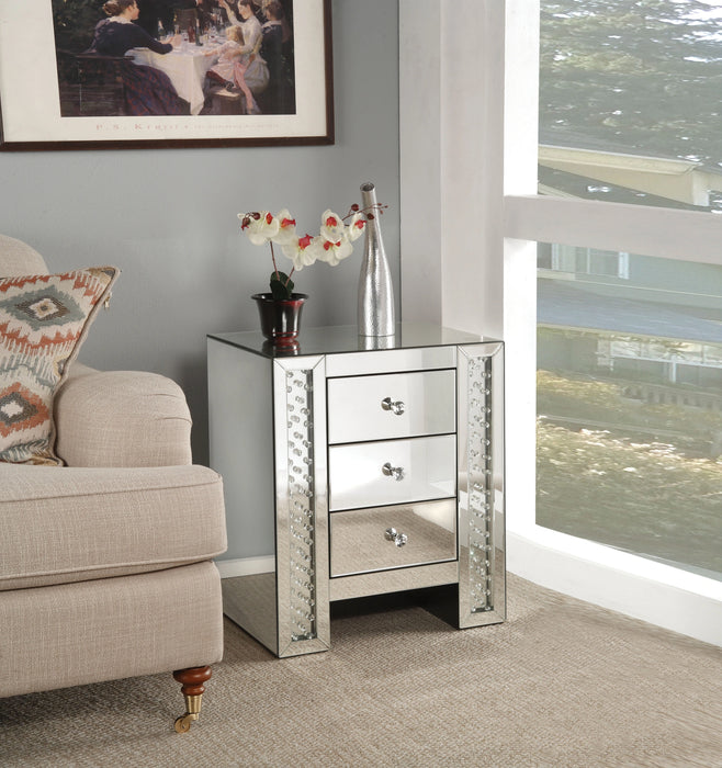 Nysa Mirrored & Faux Crystals Accent Table
