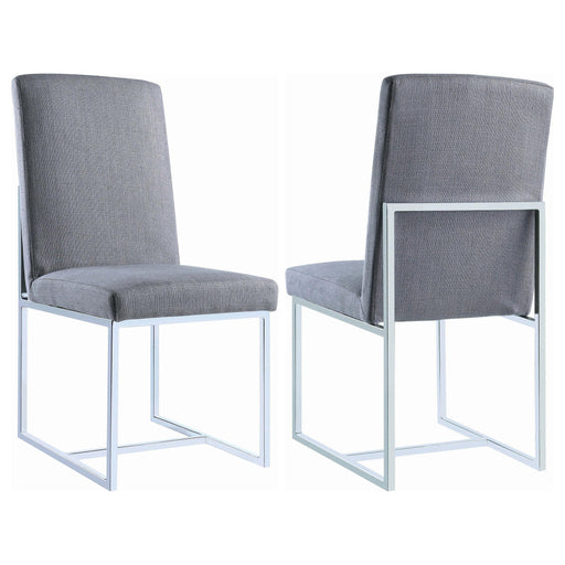 Mackinnon Upholstered Side Chairs Grey and Chrome (Set of 2) image