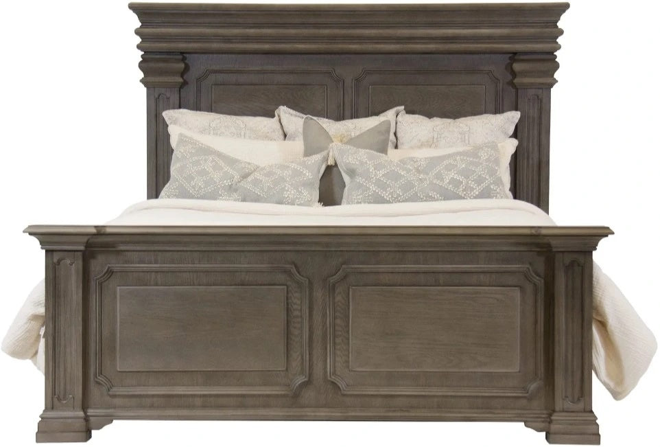 Elements International Kings Court Queen Panel Bed in Grey