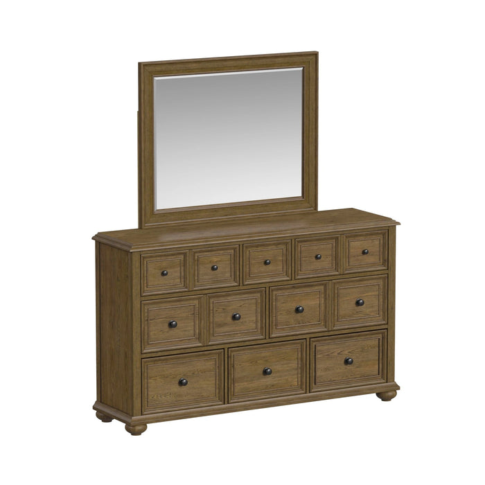 Heritage & Home Dresser and Mirror Sets in Oak Brown