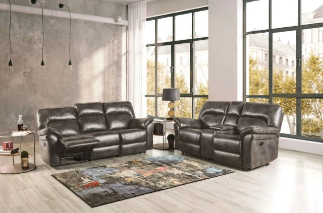 JOSIAS Glider Recliner, Dark Gray Leatherette