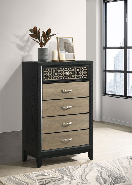 Valencia 5-drawer Chest Light Brown and Black image