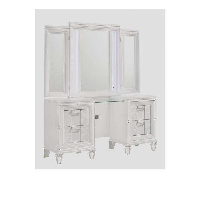 Twenty Nine Dressing Set w/LED & USB Plug in White with Stool