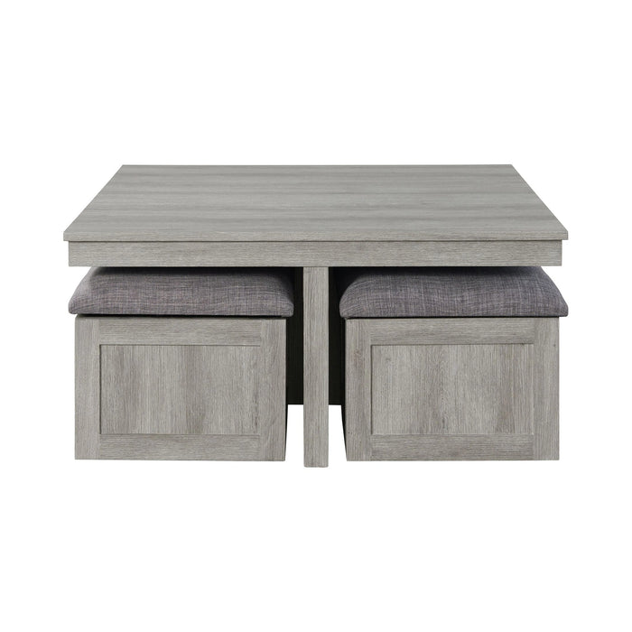 Uster Coffee Table W/Four storage Stools Grey