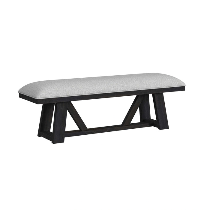 Transcend Bench with Light Grey Fabric in Charcoal