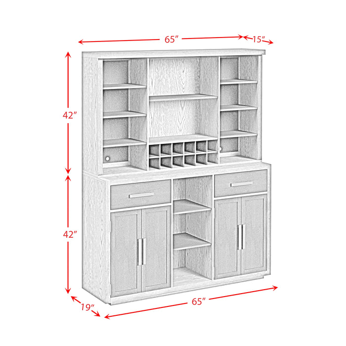 Jemma Buffet and Hutch with Light in Grey and Dark Espresso