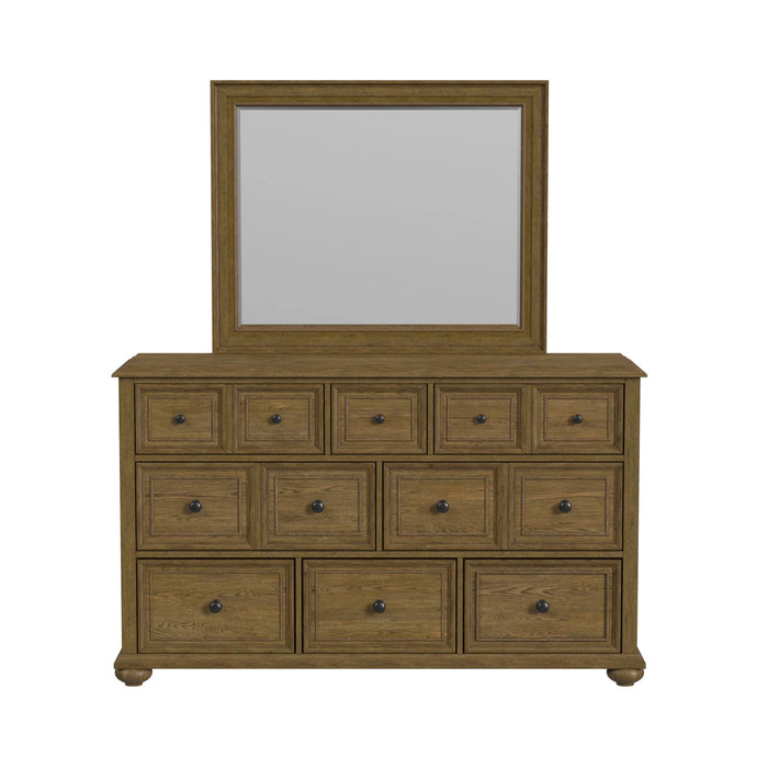 Heritage & Home Dresser and Mirror Sets in Oak Brown