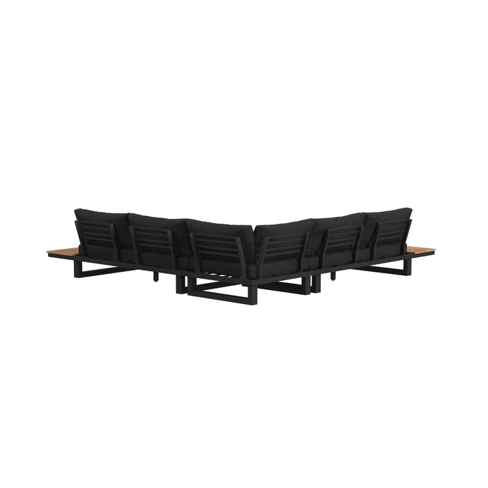 Cabana Three Piece Outdoor Living Set with Dark Grey Olefin in Black