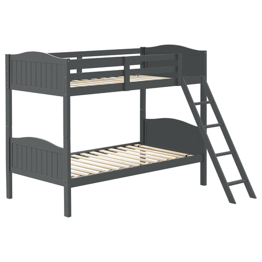 Arlo Twin Over Twin Bunk Bed with Ladder Grey image