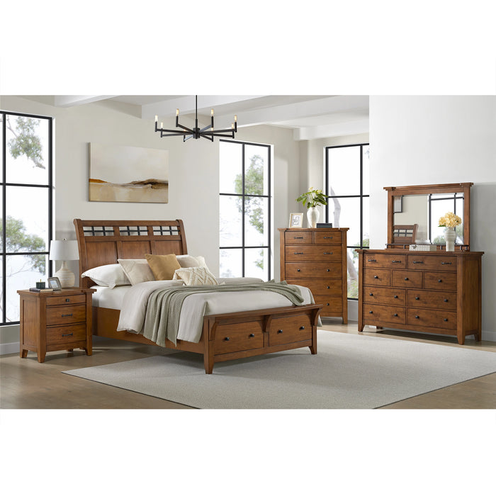 Gage Sleigh Storage Bedroom Set in Chestnut