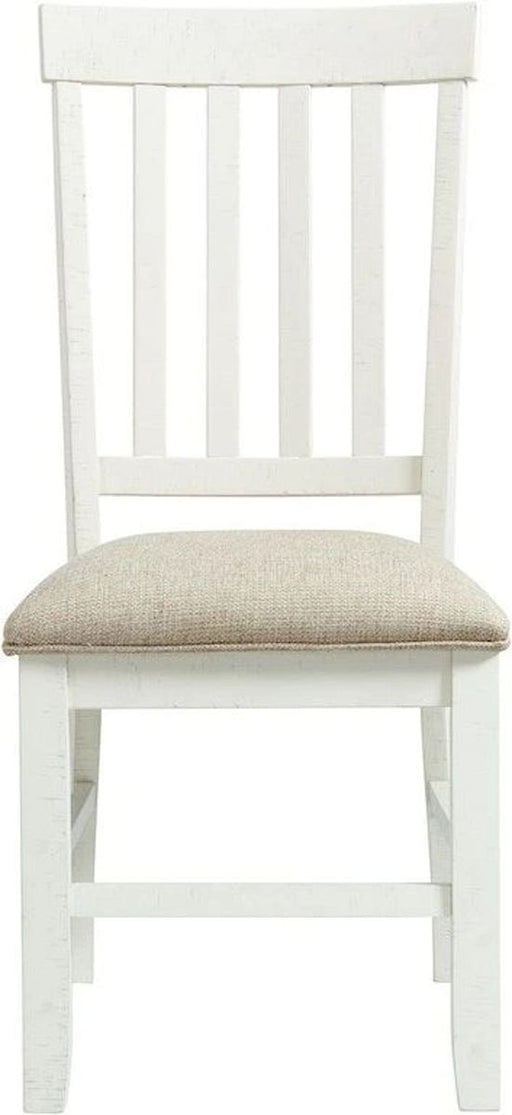 Elements International Stone Slat Back Side Dining Chair (Set of 2) in White image