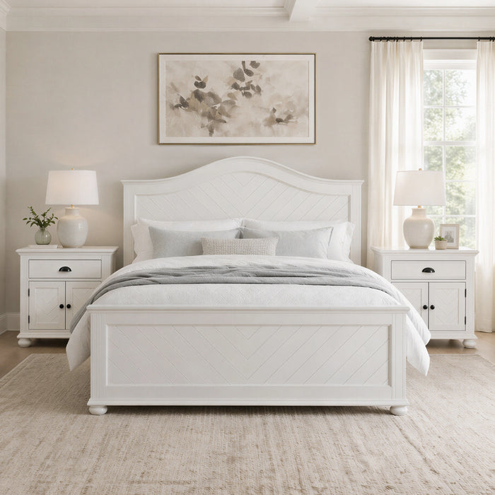 Kona Bedroom Set with 2 Nightstands in White