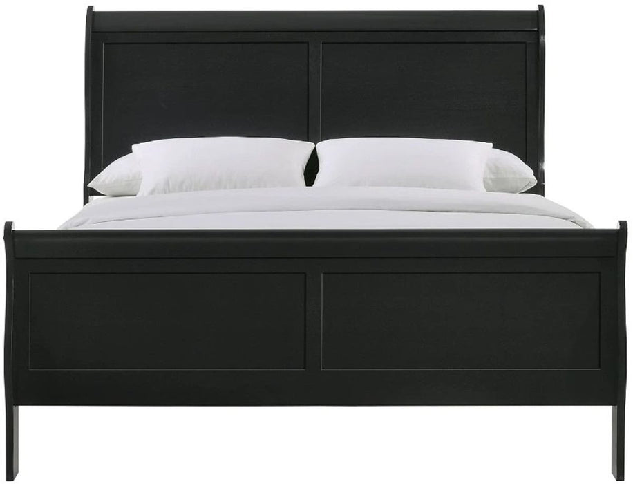 Elements International Louis Philippe Queen Panel Bed in Black