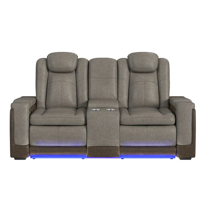 Lantana Power Motion Loveseat with Power Headrest, Led, and Console
