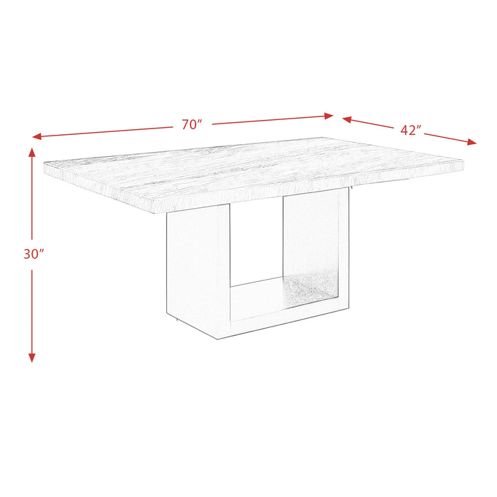 Valentino White 5PC Dining Set-Table & Four Chairs