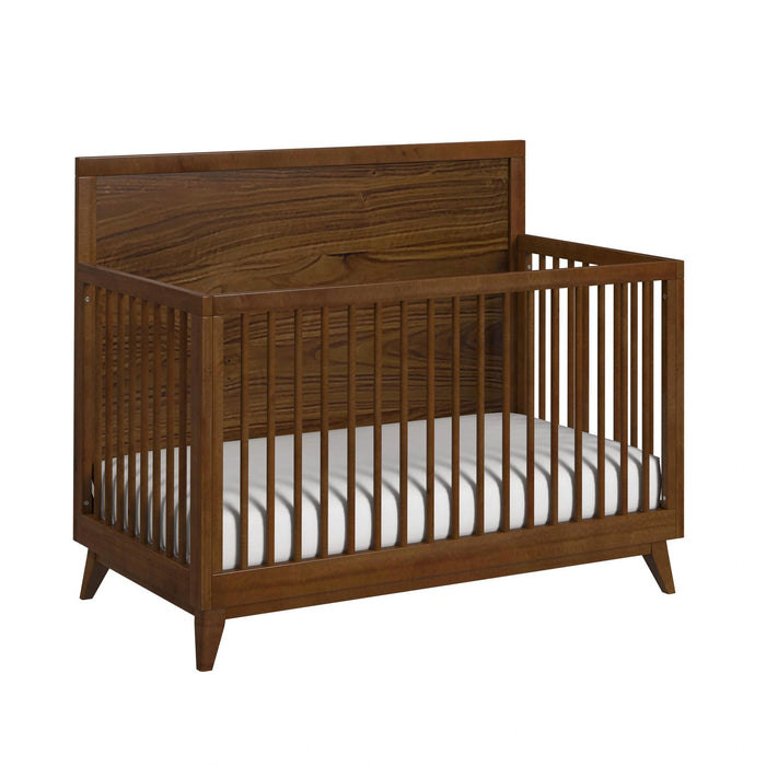 Malia Crib with High Headboard and Guardrail in Walnut