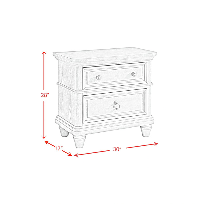 Whit-Ash Panel Bedroom Set with Door Chest in Light Grey