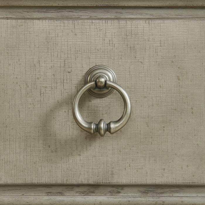 Whit-Ash Panel Bedroom Set with Door Chest in Light Grey