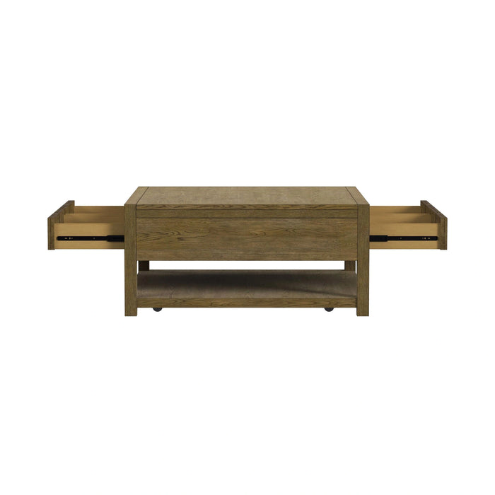 Heritage & Home Square Coffee Table with Casters in Oak Brown