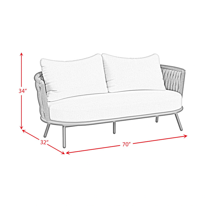 Bali Loveseat with Olefin Grey in Dark Grey
