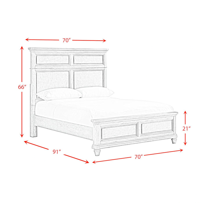 Whit-Ash Bedroom Set with 2 Nightstands in Light Grey