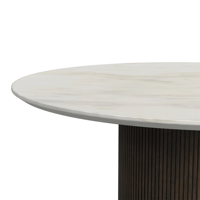 Sylvie Round Dining Table with White Faux Marble Top