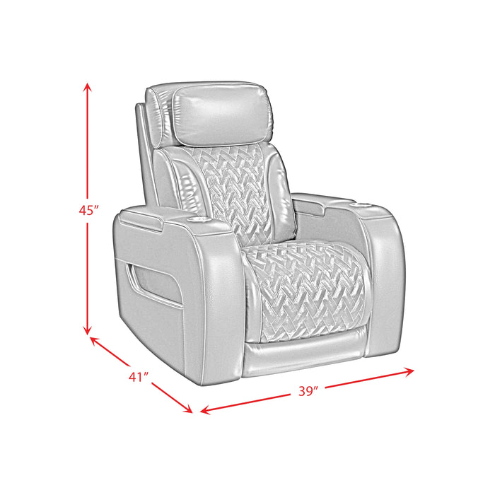 Prime Time P3 Living Room Set in Jett Black with Red Stitching