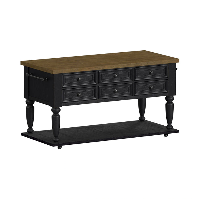 Heritage & Home Kitchen Island with Casters in Oak Brown and Black