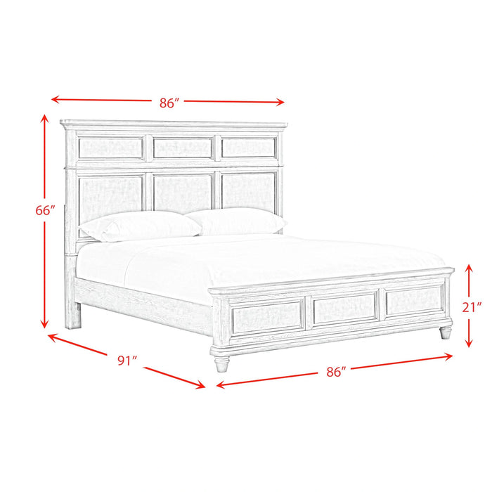 Whit-Ash Bedroom Set with 2 Nightstands in Light Grey