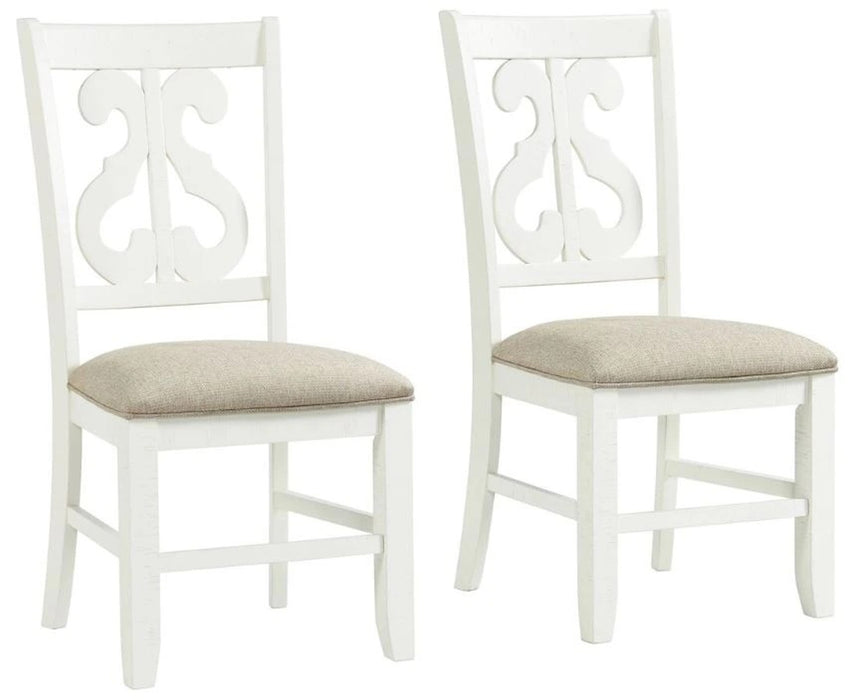 Elements International Stone Dining Chair (Set of 2) in White image