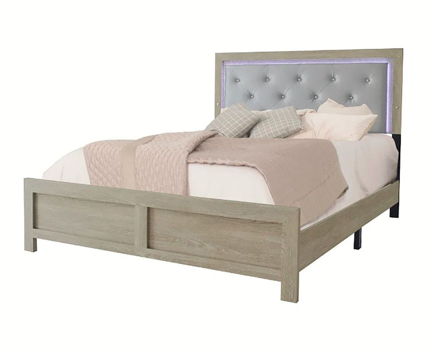 Crown Mark Furniture Jaylen King Upholstered Panel Bed in Gray image