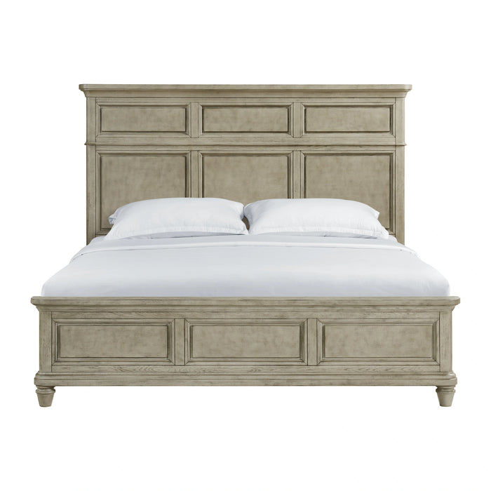 Whit-Ash Panel Bed in Light Grey