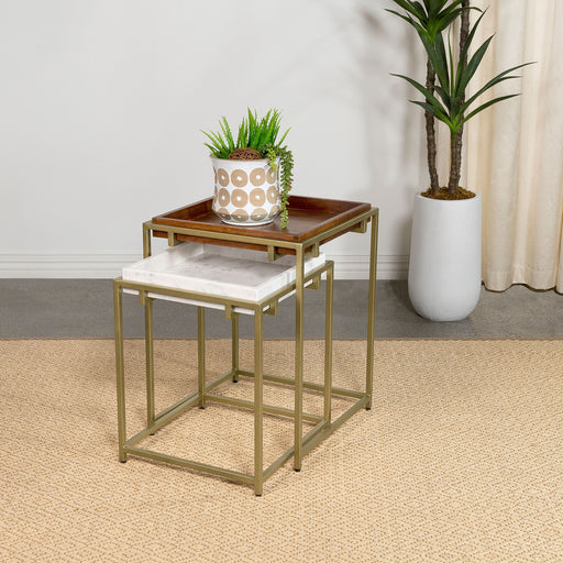 Bolden 2-Piece Square Nesting Table With Recessed Top Gold image