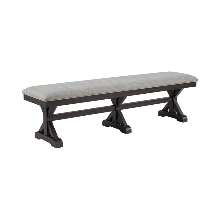 Montrose Dining Bench with Light Grey Fabric in Espresso
