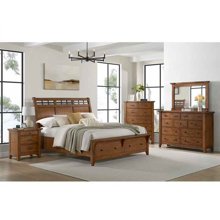 Gage Sleigh Storage Bed in Chestnut