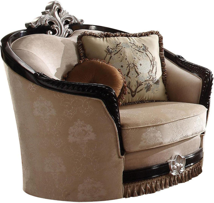 Acme Furniture Ernestine Chair with 2 Pillows in Tan and Black 52112 image