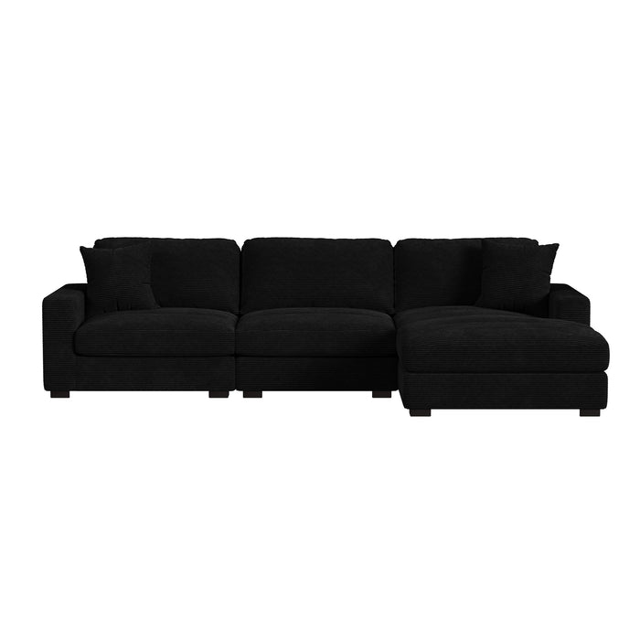 Arizona 3PC Sectional Set with RHF Chaise in Steno Black