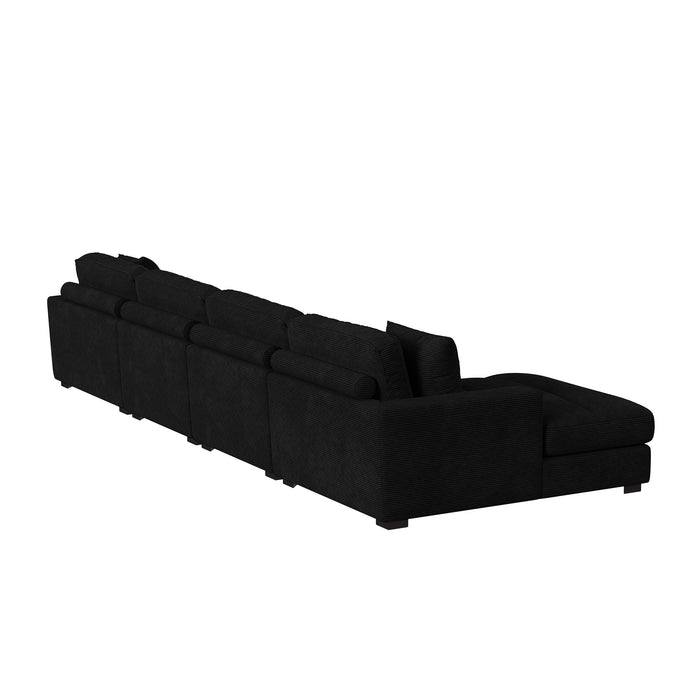 Arizona 4PC Sectional Set with LHF Chaise in Steno Black