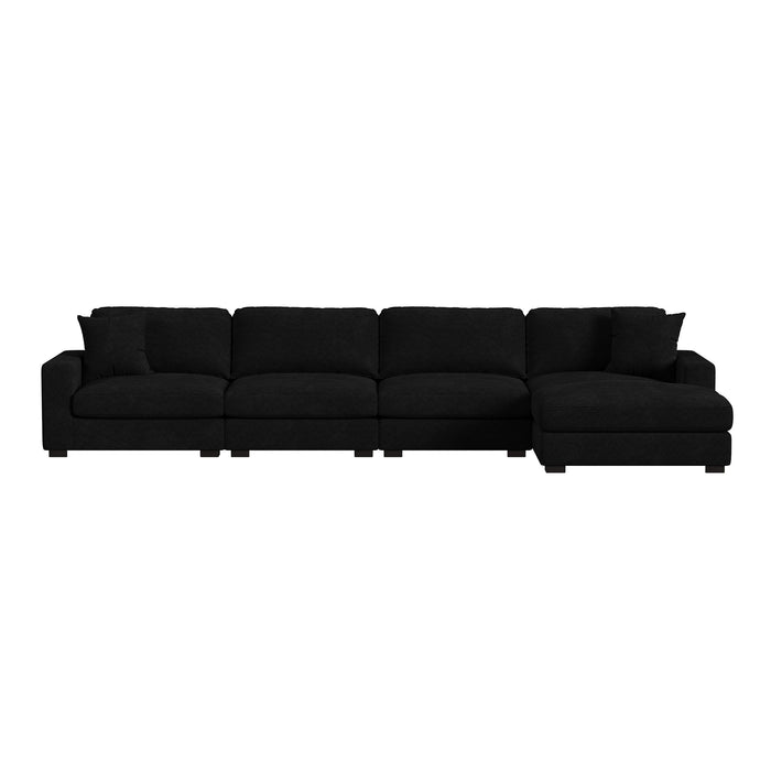 Arizona 4PC Sectional Set with RHF Chaise in Steno Black