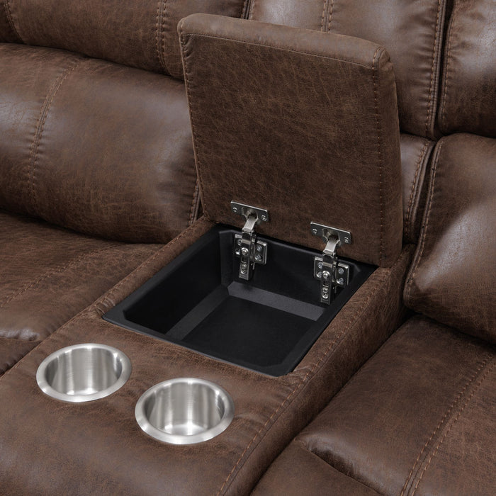 Atlantis 2PC Living Room Set in Heritage Brown-Sofa & Loveseat