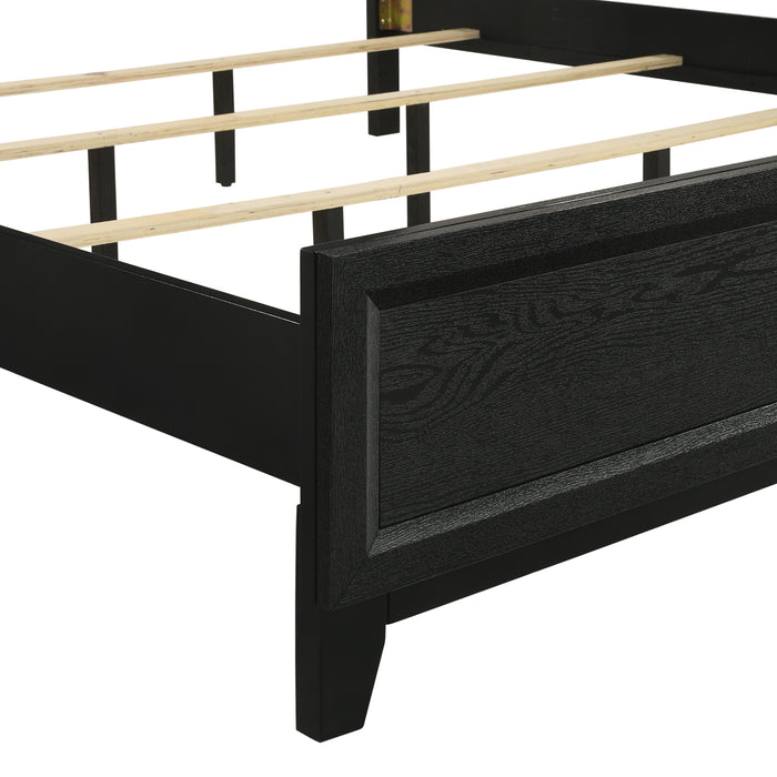 Obsidian 5/0 Q Headboard, Footboard & Slats-Black