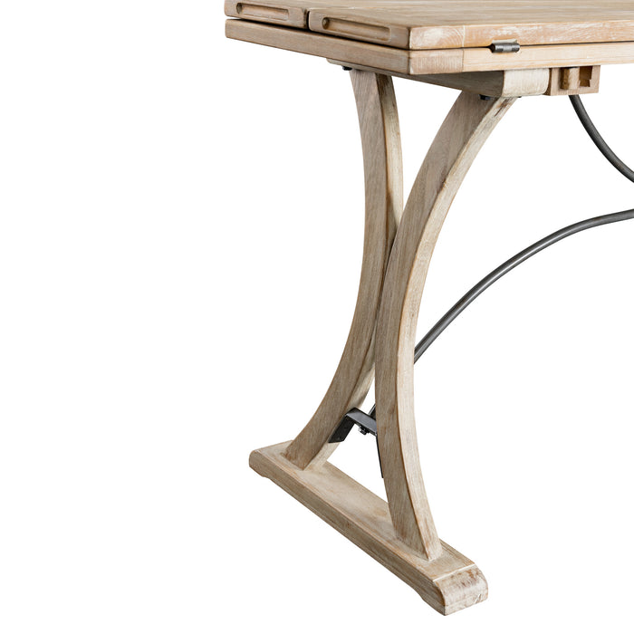 (D680-33) Callista- Folding Top Dining Table- Beach/Natural Metal