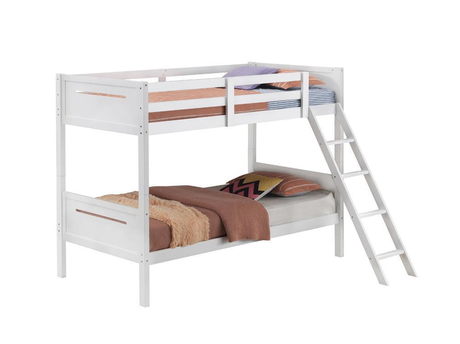 405051WHT TWIN/TWIN BUNK BED
