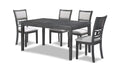 Gia 5 Pc 60" Dining Table & 4 Chairs-Gray