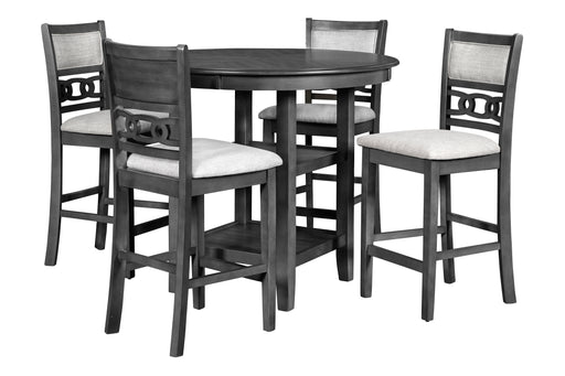 Gia 5 Pc 42" Round Counter Dining Table & 4 Chairs-Gray