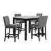 Celeste 5Pc 42" Marble Finish Counter Table & 4 Chairs-Gray