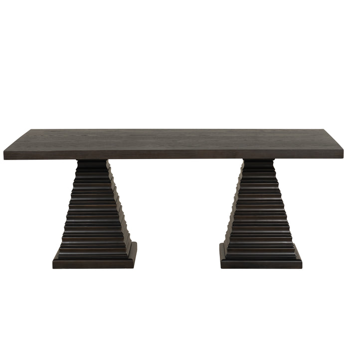 Plateau Rectangle Table Pedestal Base-Rustic Espresso