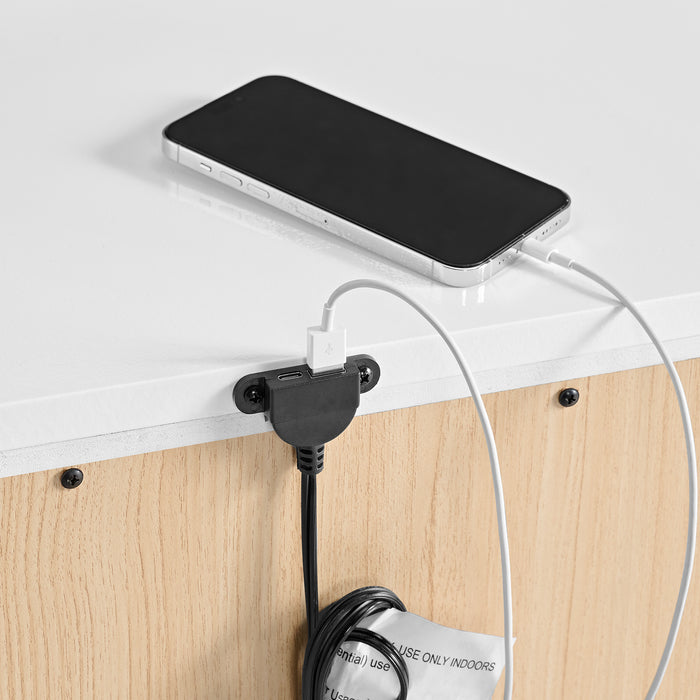 Denmark 1-Drawer Nightstand with Speaker and USB in White